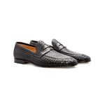 Moreschi Agadir Woven Slip-on Loafers Black