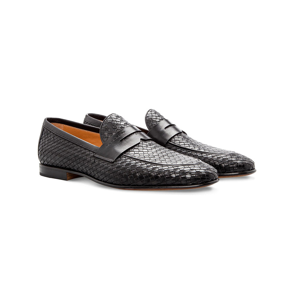Moreschi Agadir Woven Slip-on Loafers Black