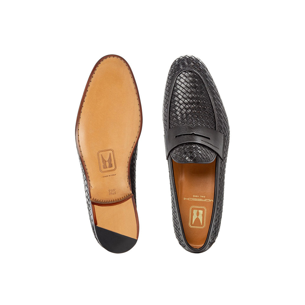 Moreschi Agadir Woven Slip-on Loafers Black