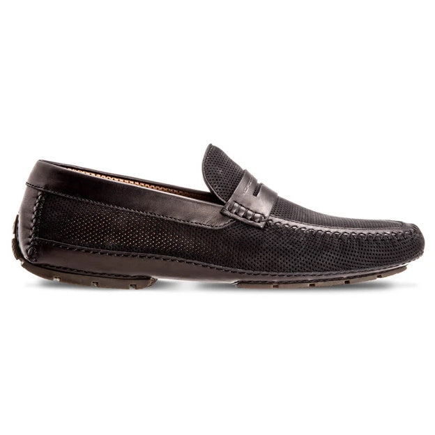 Moreschi Bahamas Perforated Nubuck Driving Loafers Black