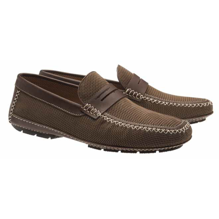 Moreschi Nubuck Driving Shoes Brown Brown