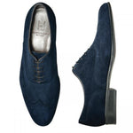 Moreschi Suede Wing Tip Dress Shoes Navy
