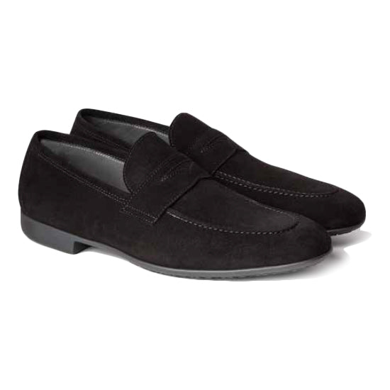 Moreschi Suede Penny Loafers Black | MensDesignerShoe.com display picture 2