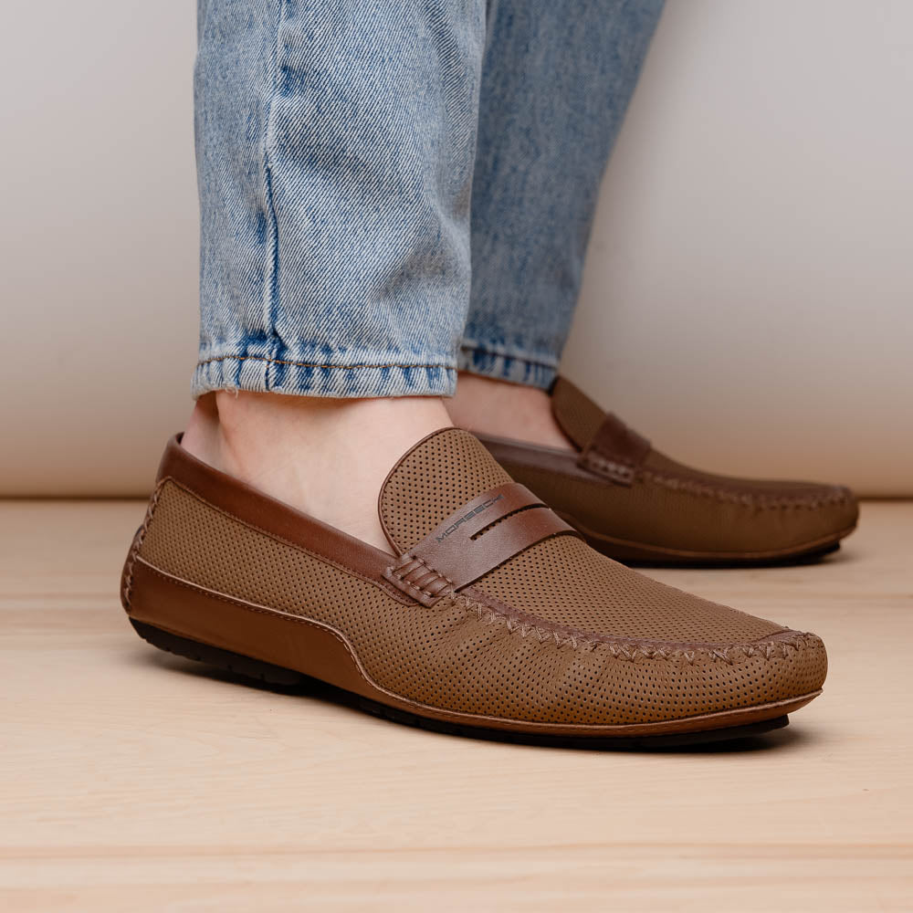 Moreschi Caracas Slip-on Driver Brown | MensDesignerShoe.com