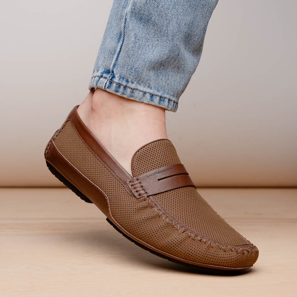 Moreschi Caracas Slip-on Driver Brown | MensDesignerShoe.com