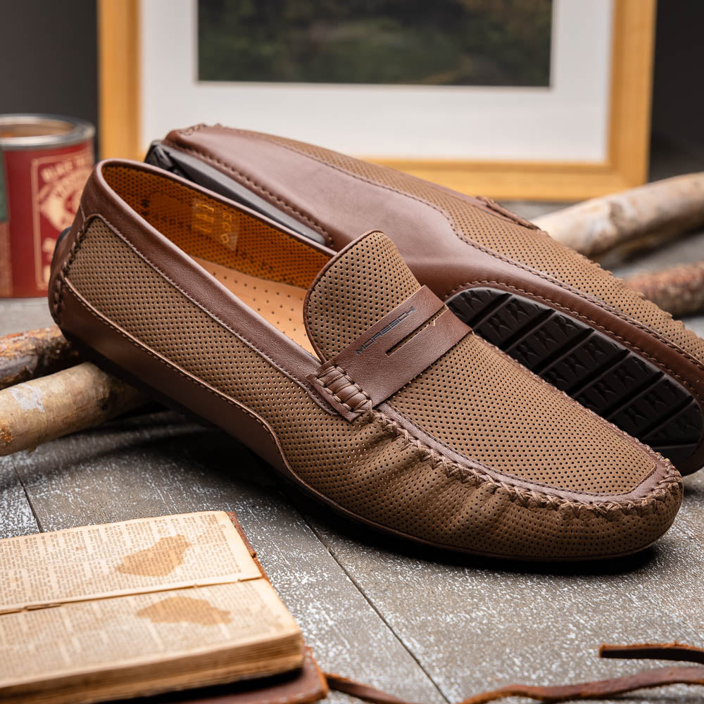 Moreschi Caracas Slip-on Driver Brown | MensDesignerShoe.com