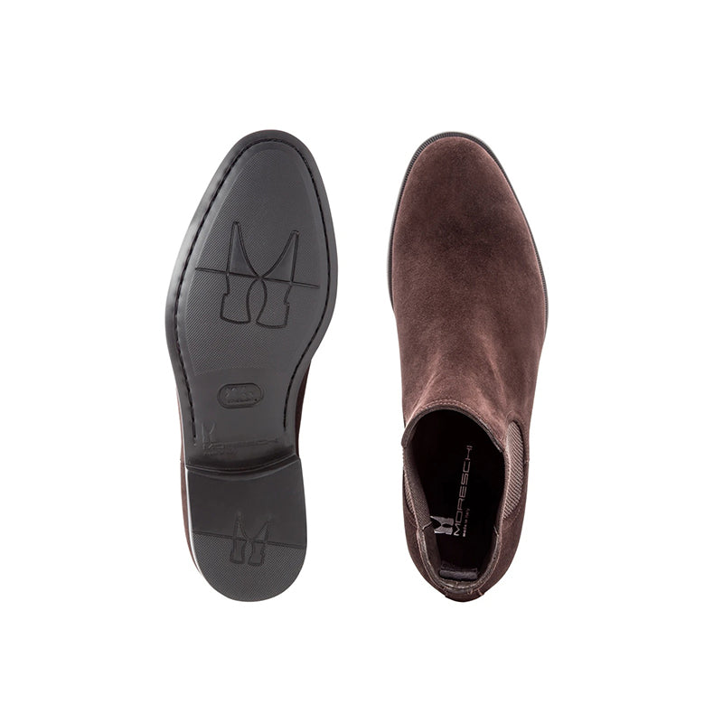 Moreschi Chelsea Calfskin Suede Boots Dark Brown