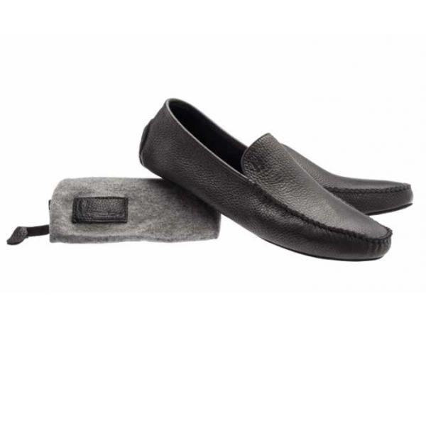 Moreschi Cortina Deerskin Slippers Black