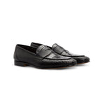 Moreschi Crocodile Slip-on Penny Loafers Black