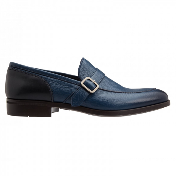 Moreschi 042159A Deerskin Strap Loafers Blue (SPECIAL ORDER)