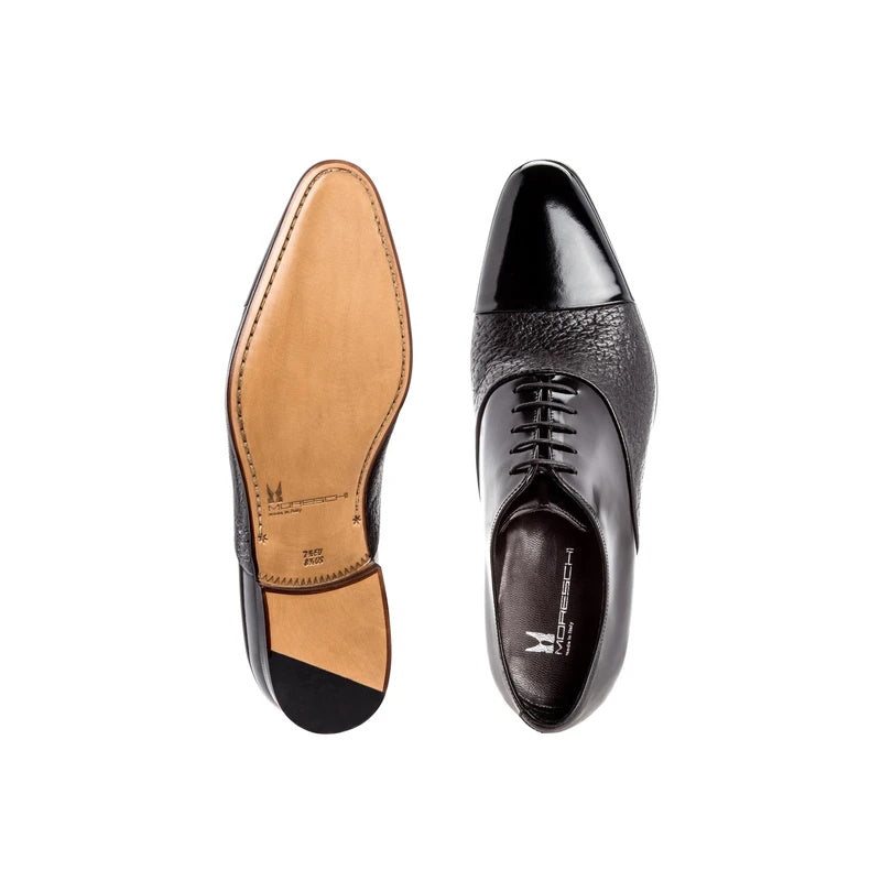 Moreschi Digione Peccary & Calfskin Cap Toe Shoes Black