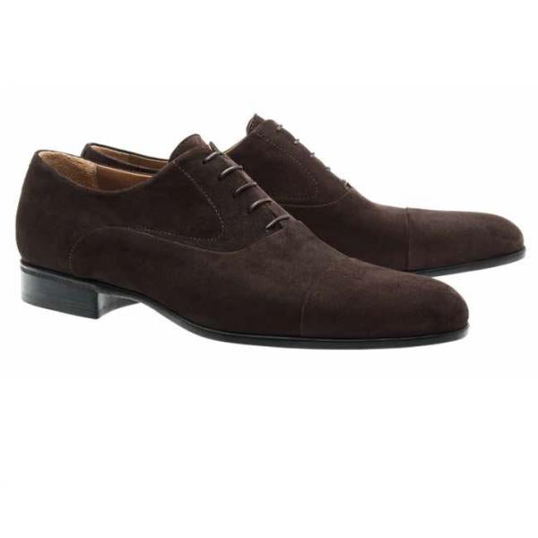 Moreschi Suede Cap Toe Oxfords Dark Brown