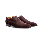 Moreschi Dublin Suede Cap Toe Shoes Dark Brown