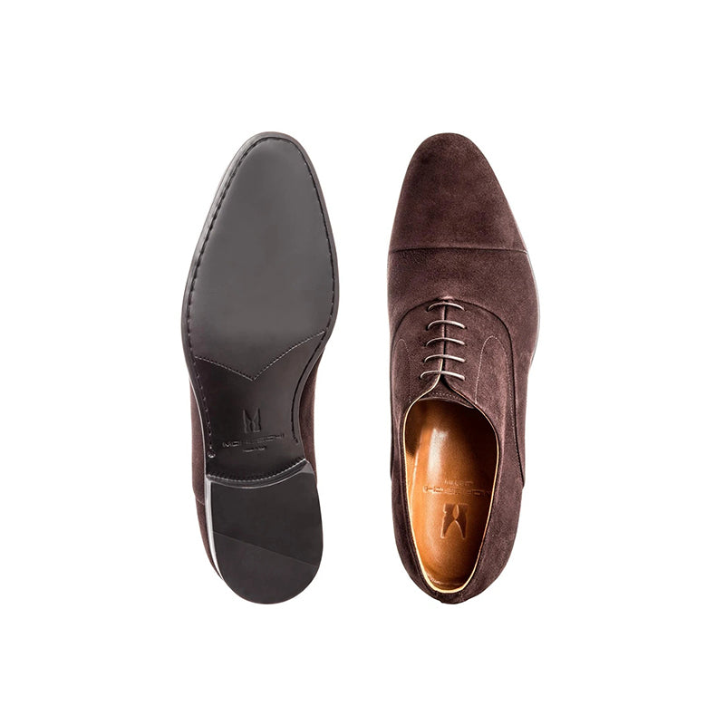 Moreschi Dublin Suede Cap Toe Shoes Dark Brown