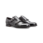 Moreschi Eze Deerskin Monk Strap Shoes Black