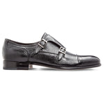 Moreschi Eze Deerskin Monk Strap Shoes Black