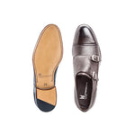 Moreschi Eze Deerskin Monk Strap Shoes Dark Brown