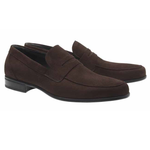 Moreschi Graz Suede Penny Loafers Dark Brown