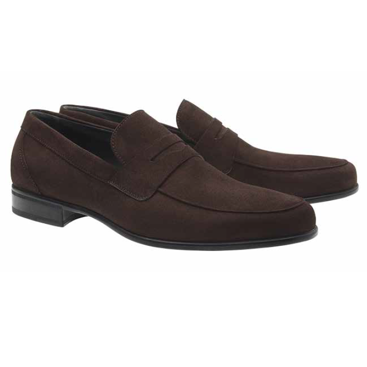 Moreschi Graz Suede Penny Loafers Dark Brown