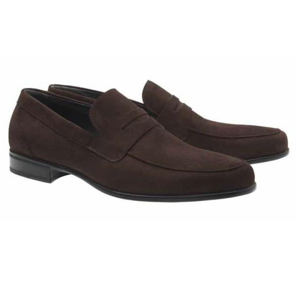 Moreschi Suede Penny Loafers Navy