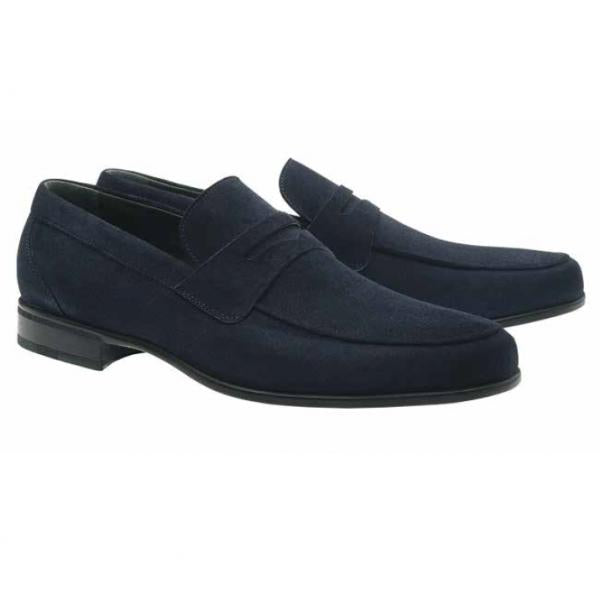 Moreschi Suede Penny Loafers Navy