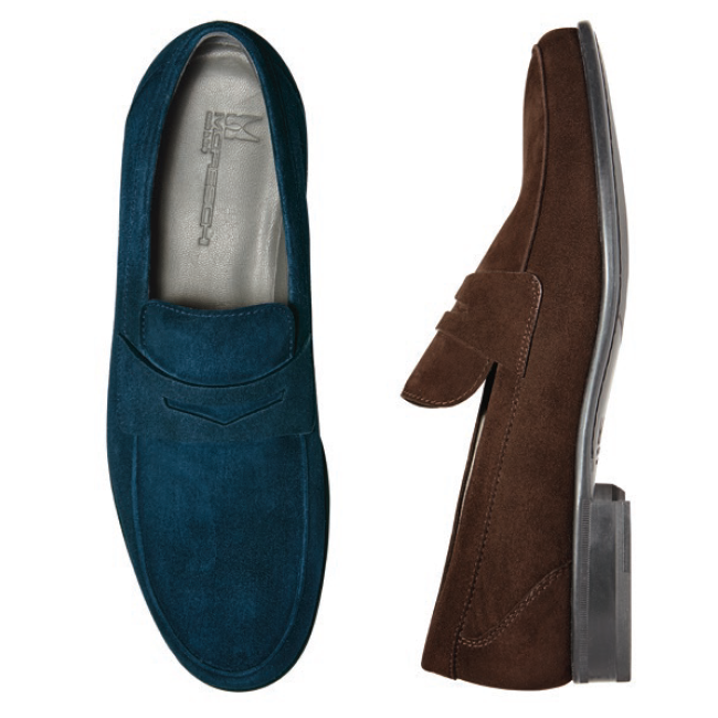 Moreschi Suede Penny Loafers Navy