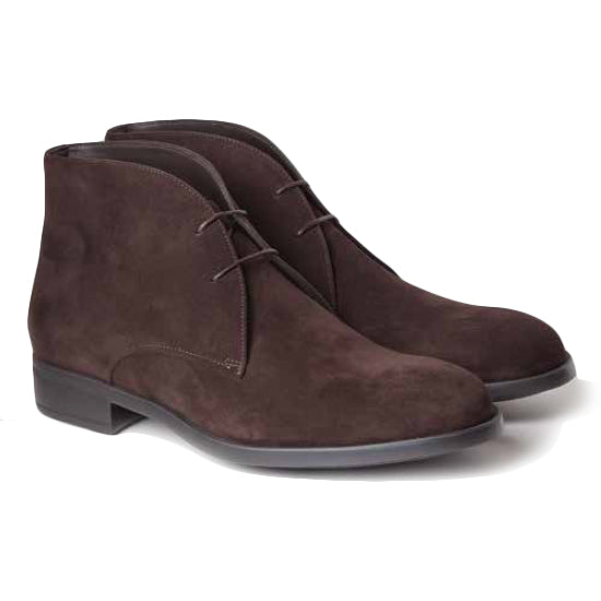 Moreschi Guildford Calfskin Suede Boots Dark Brown