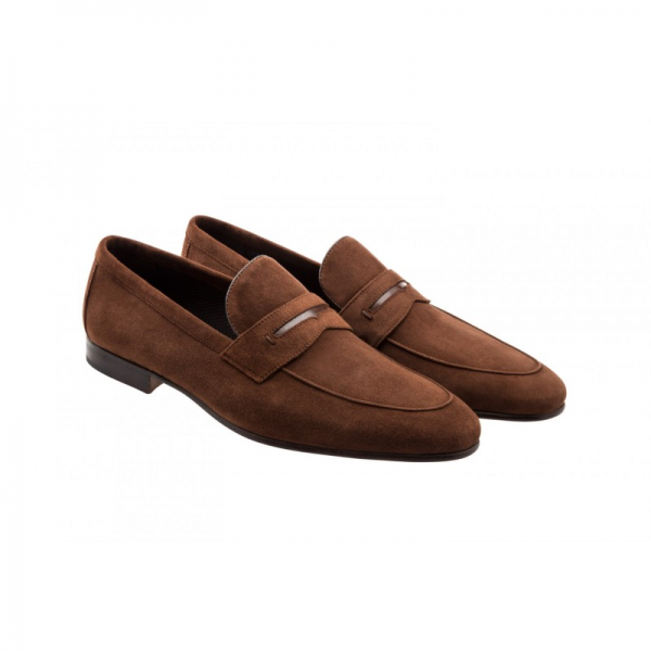 Moreschi Haiti Suede Penny Loafers Brown