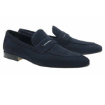 Moreschi Haiti Suede Penny Loafers Navy