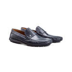 Moreschi Havana Lambskin Driving Loafers Blue