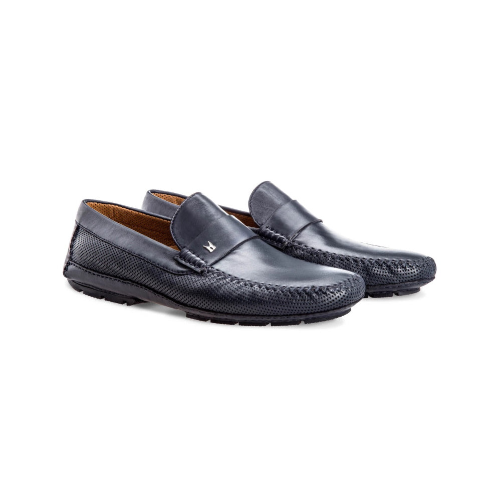 Moreschi Havana Lambskin Driving Loafers Blue