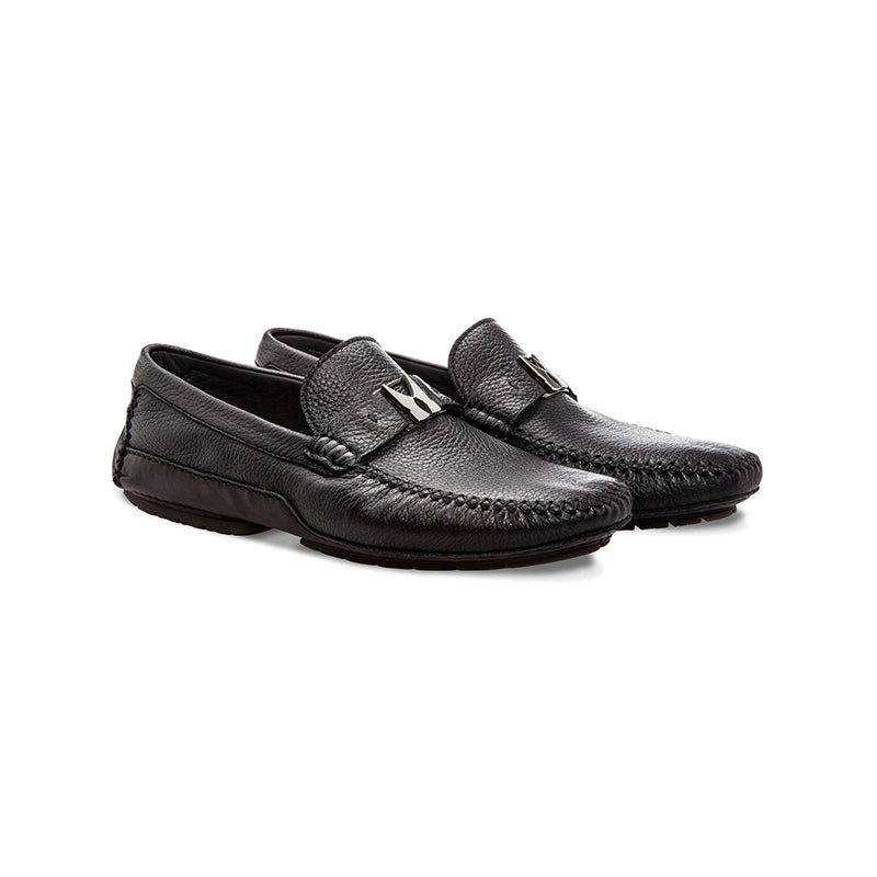 Moreschi Le Mans Deerskin Driving Loafers Black