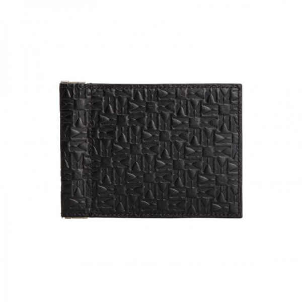 Moreschi Leather Embossed Credit Card Holder Black
