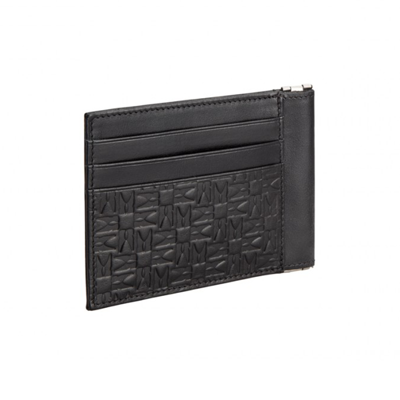 Moreschi Leather Embossed Credit Card Holder Black
