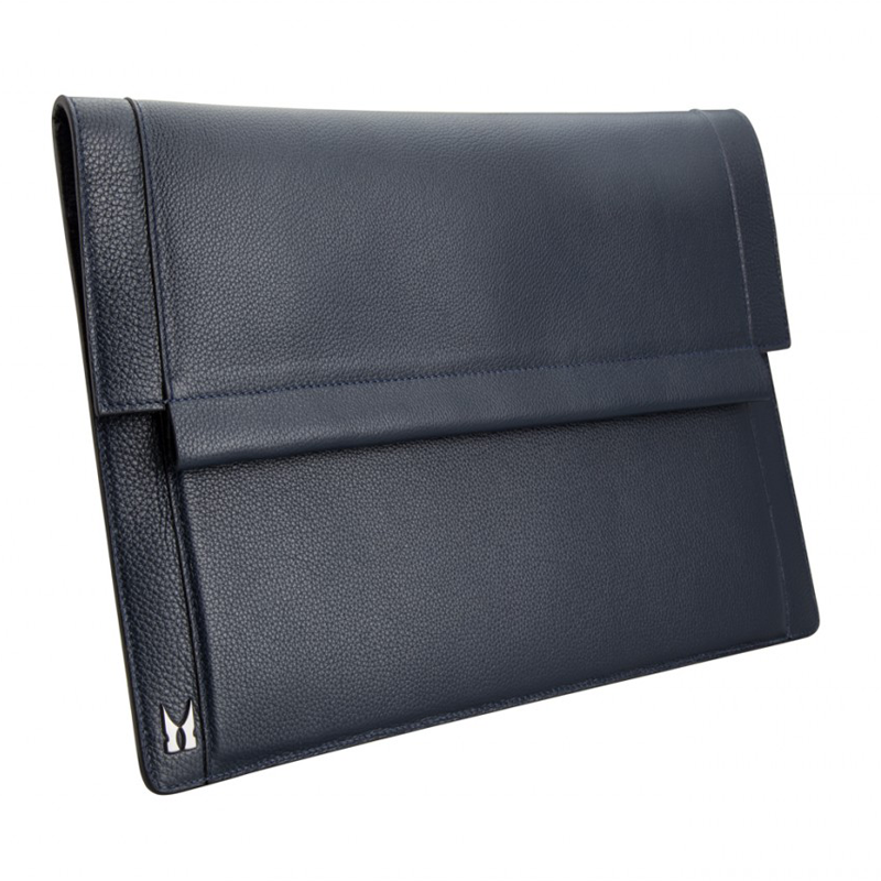 Moreschi Leather Hand Document Holder Dark Blue