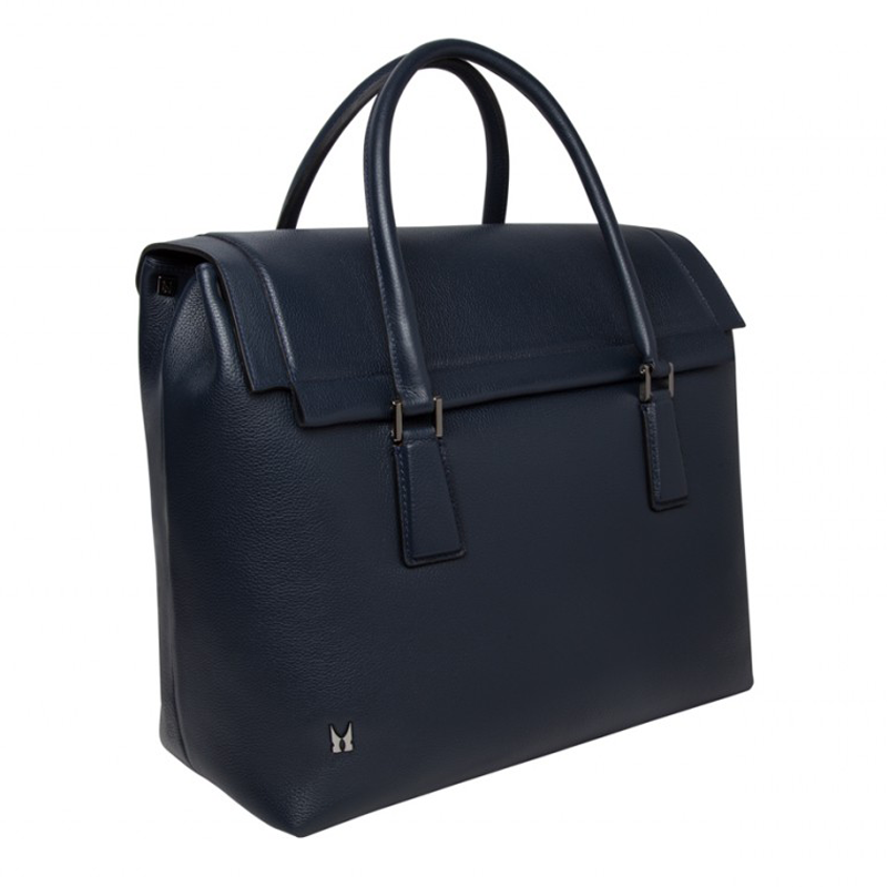 Moreschi Leather Travel Bag Dark Blue