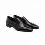 Moreschi Liegi Buffalo Apron Toe Loafers Black