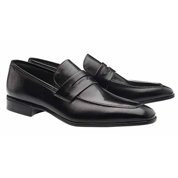 Moreschi Liegi Buffalo Apron Toe Loafers Black