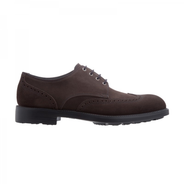 Moreschi Malmo Suede Wing Tip Shoes Dark Brown