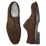 Moreschi Malmo Suede Wing Tip Shoes Dark Brown