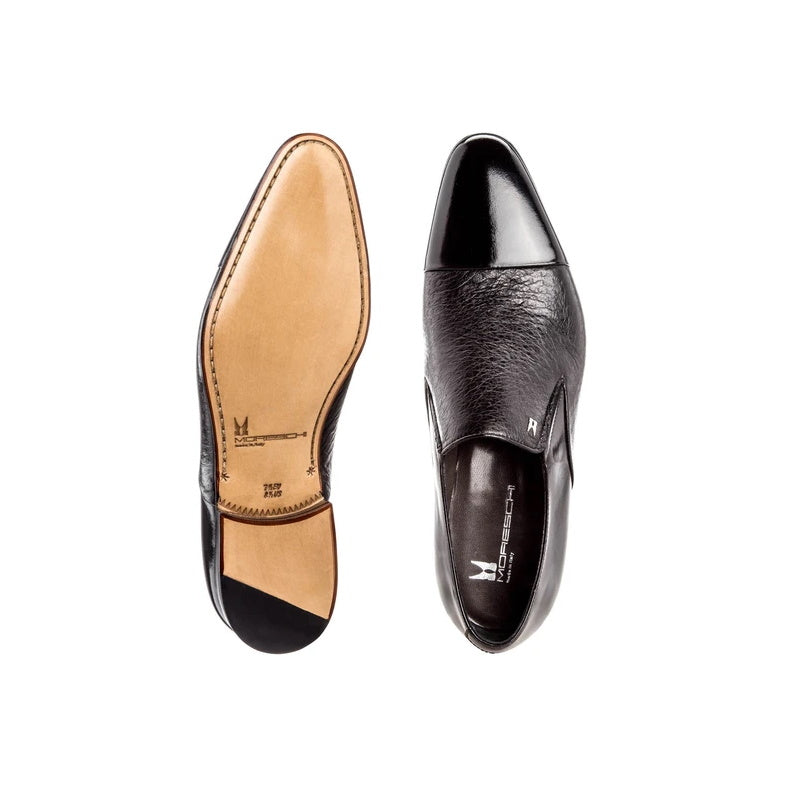 Moreschi Metz Peccary & Calfskin Loafers Black