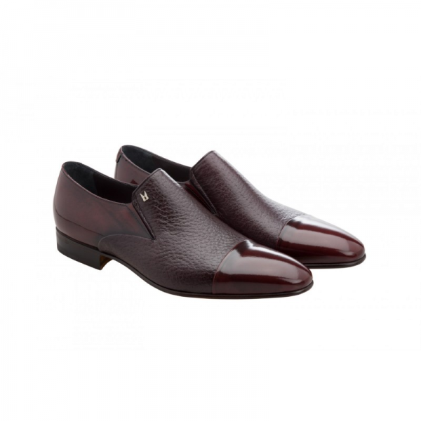 Moreschi Metz Peccary & Calfskin Loafers Burgundy (SPECIAL ORDER)
