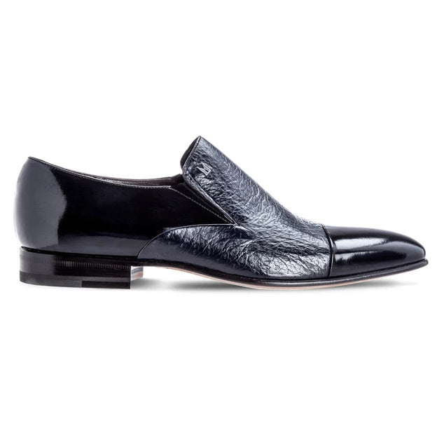 Moreschi Metz Peccary & Calfskin Loafers Navy