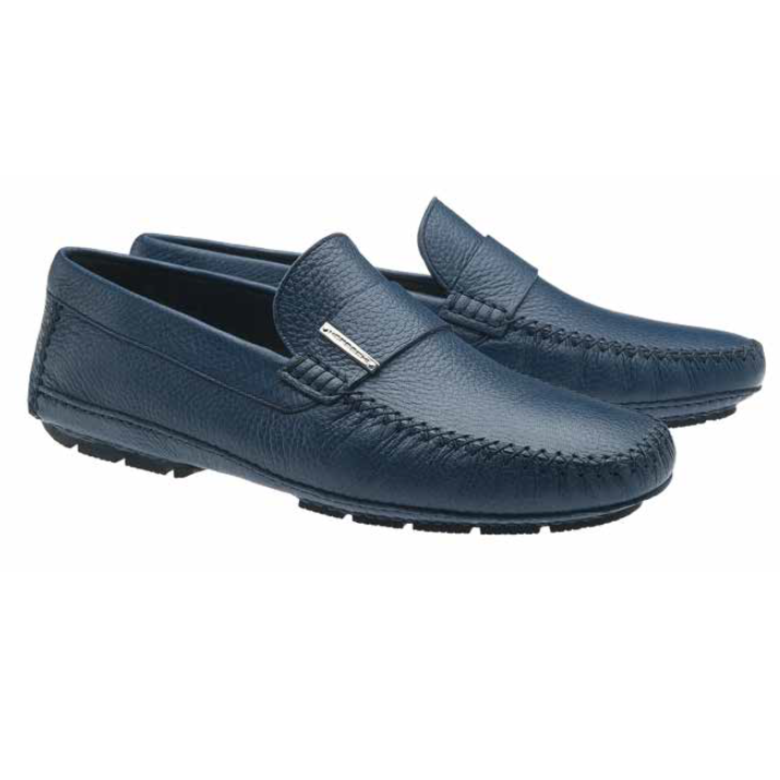 Moreschi Miami Deerskin Driving Loafers Navy