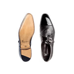 Moreschi Nancy Peccary & Calfskin Monk Strap Shoes Black