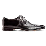 Moreschi Nancy Peccary & Calfskin Monk Strap Shoes Black