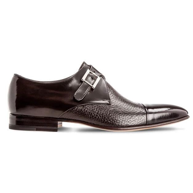 Moreschi Nancy Peccary & Calfskin Monk Strap Shoes Brown