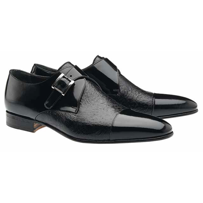 Moreschi Calf & Peccary Monk Straps Black