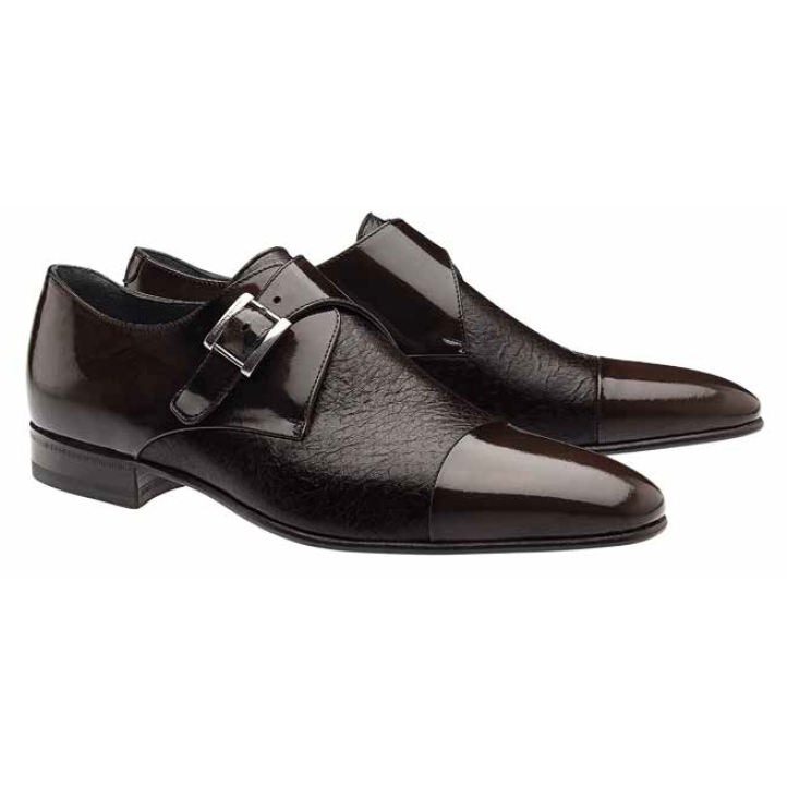 Moreschi Calf & Peccary Monk Straps Brown