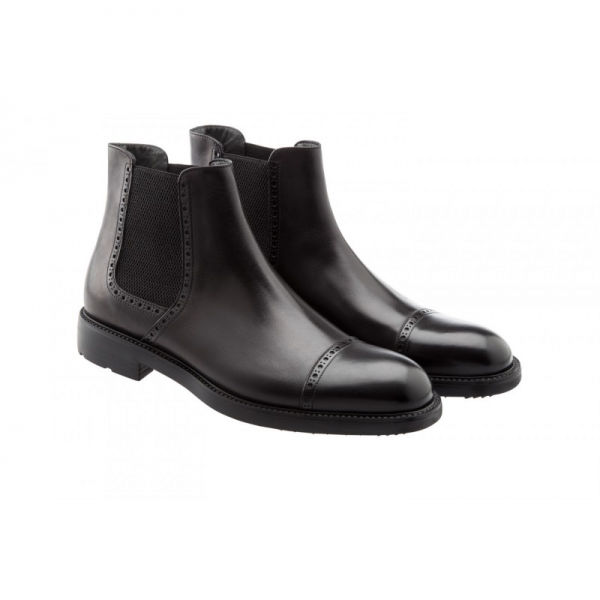 Moreschi Narvik Calfskin Cap Toe Boots Black